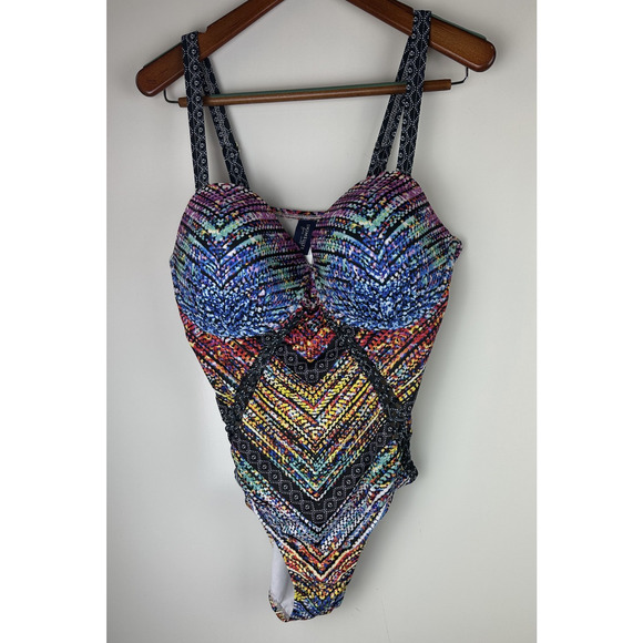 Swimsuits For All Macrame Underwire One Piece Swimsuit Cut Out Plus Size 18 - Picture 2 of 16
